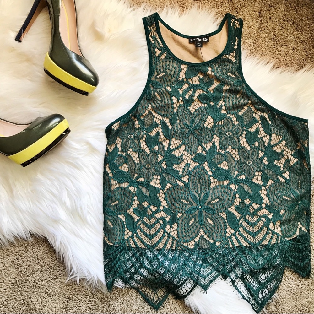 Express High Neck Lace Tank NWT